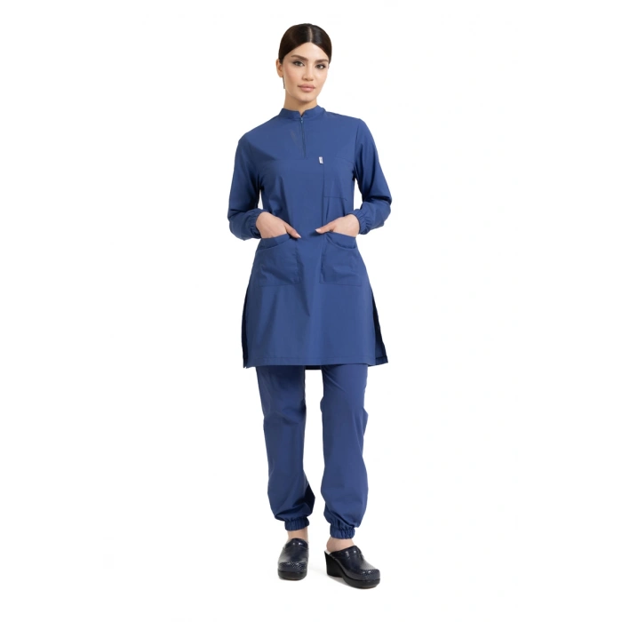 Tesettür Forma Jogger Model Likralı Terikoton Petrol Mavi