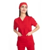 Dr Jogger Scrubs Likralı Terikoton Kadın Kırmızı