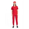 Dr Jogger Scrubs Likralı Terikoton Kadın Kırmızı