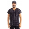 Scrubs cerrahi forma erkek tek üst kuru kafa desen