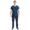 Scrubs cerrahi forma erkek tek üst mavi kamuflaj