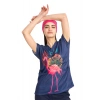 Scrubs cerrahi forma kadın tek üst flamingo büyük desen 50