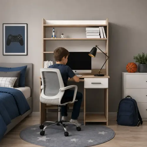 Cevher Kitaplıklı Çalışma Masası