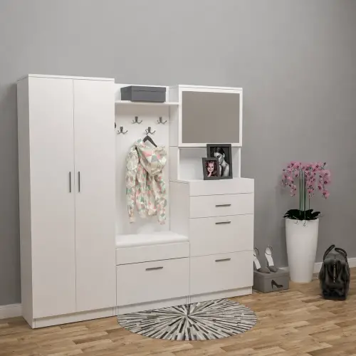 Evistro Aynalı Krem Gordoba Portmanto