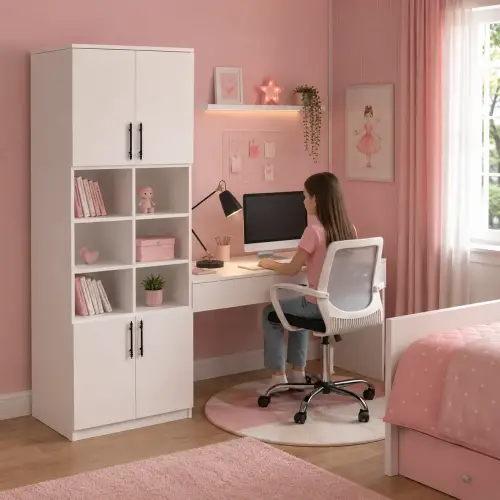 Gloss Dolaplı Çalışma Masası