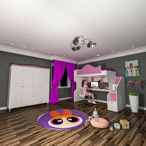 Klasik Dikey Ranza ve 4 Kapılı Gardrop Mdf