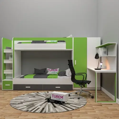 Melis Çalışma Masalı Dolaplı Ranza