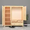 3 Kapılı Doğal Ahşap Gardrop