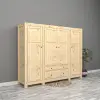 4 Kapılı Doğal Ahşap Gardrop