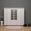 6 Kapılı Aynalı Gardrop Çıtalı Kapak