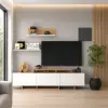 Kar Beyaz Üst Raflı Tv Ünitesi