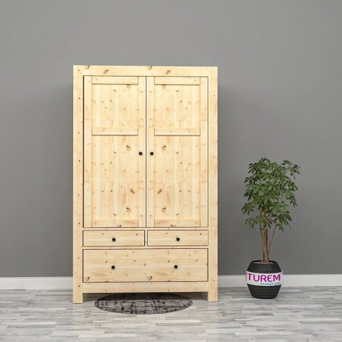2 Kapılı Doğal Ahşap Gardırop Mdf