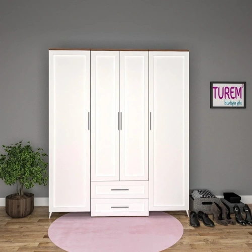 4 Kapılı Trend Gardrop Çıtalı Kapak Mdf