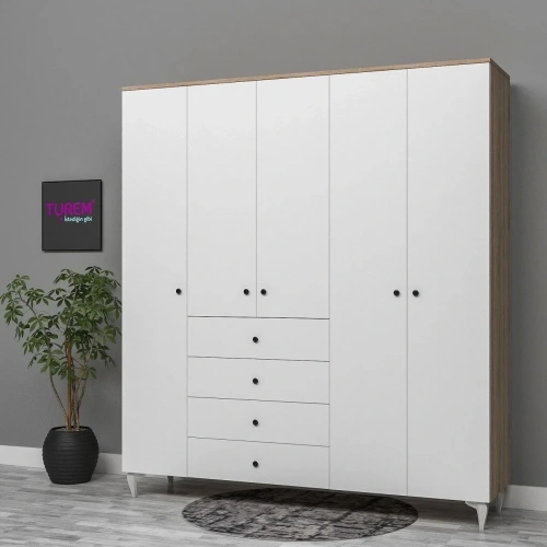 5 Kapılı 4 Çekmeceli Gardırop Mdf