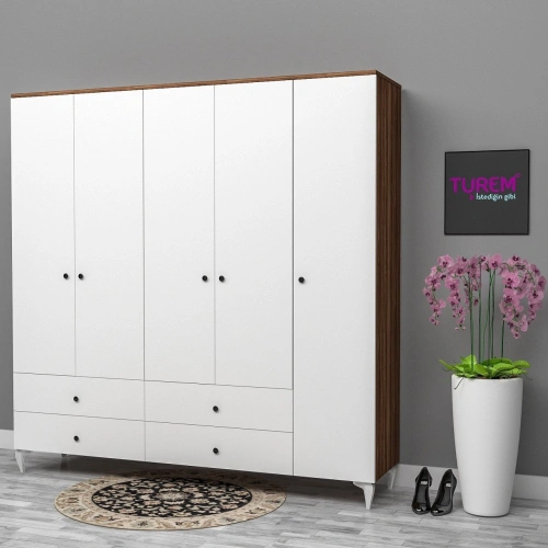 5 Kapılı Oval Kulplu Gardırop