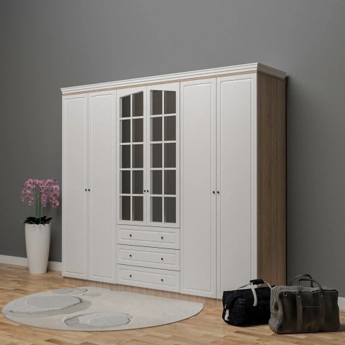 6 Kapılı Aynalı Gardrop Membran Kapak Mdf