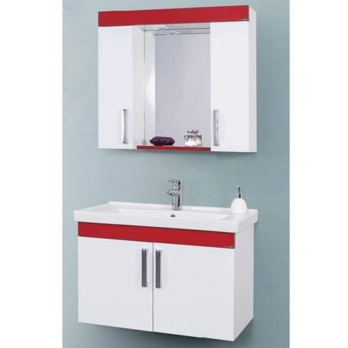 80 cm mdf kırmızı banyo dolabı