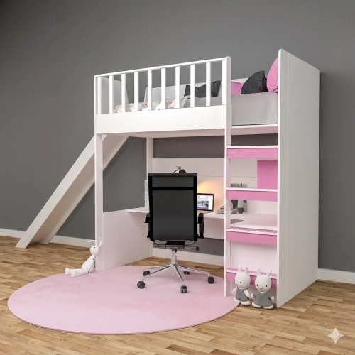 Alice Çalışma Masalı Kaydıraklı Ranza