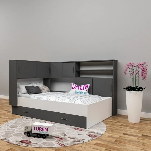 Artem Dolaplı Yavrulu Karyola Mdf