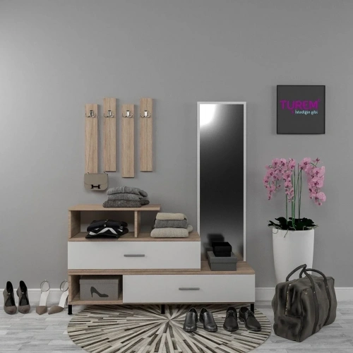 Askılı Aynalı Portmanto Mdf