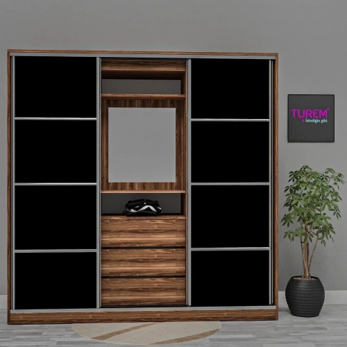Black Wood Gardırop Mdf