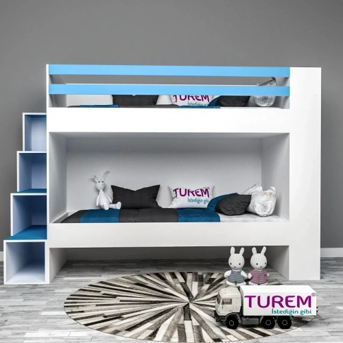 Blue Raflı Ranza Mdf