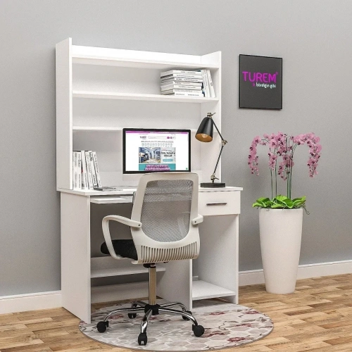 Cevher Kitaplıklı Çalışma Masası Mdf