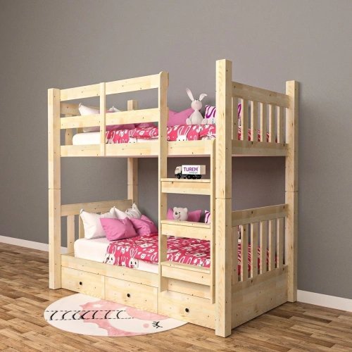 Chet Doğal Ahşap Ranza Suntalam