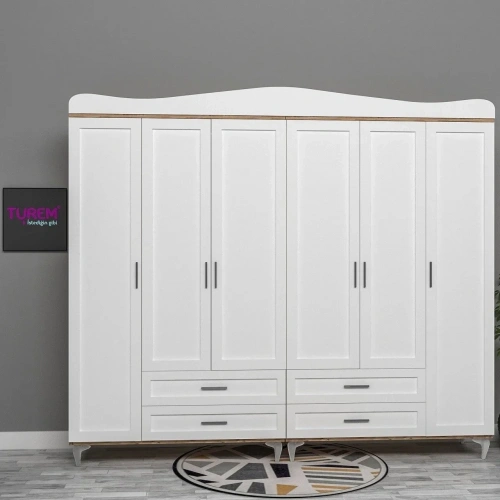 Çıtalı 6 Kapılı Gardrop Mdf