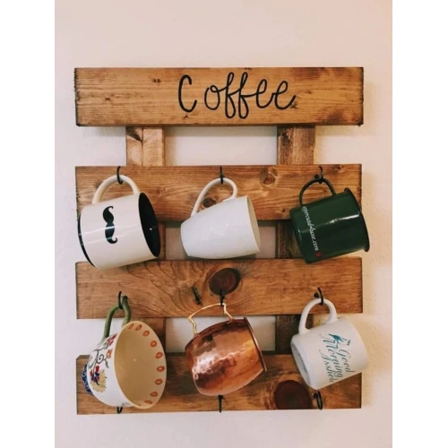 Doğal Ahşap 3Lü Bitişik Kupa Askılık