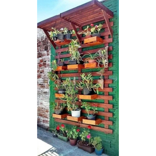 Doğal Ahşap Bahçe Duvar Saksılık Mdf