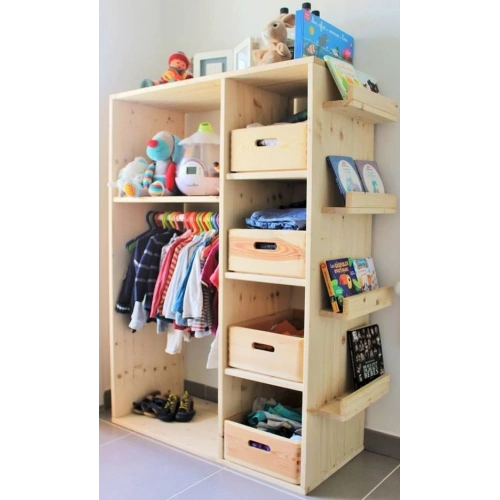 Doğal Ahşap Çocuk Dolabı