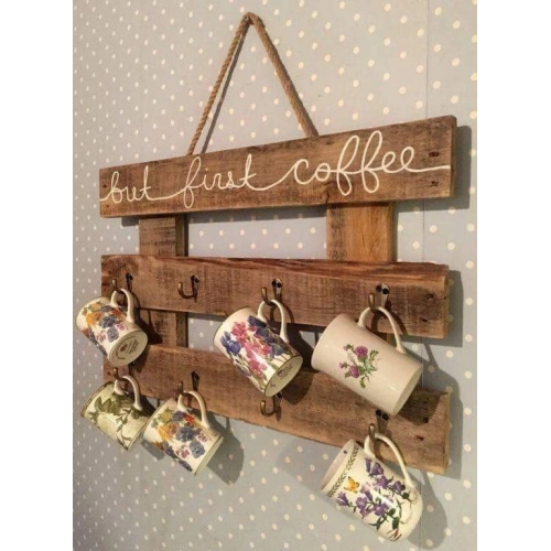 Doğal Ahşap Dekoratif Kupa Askılık