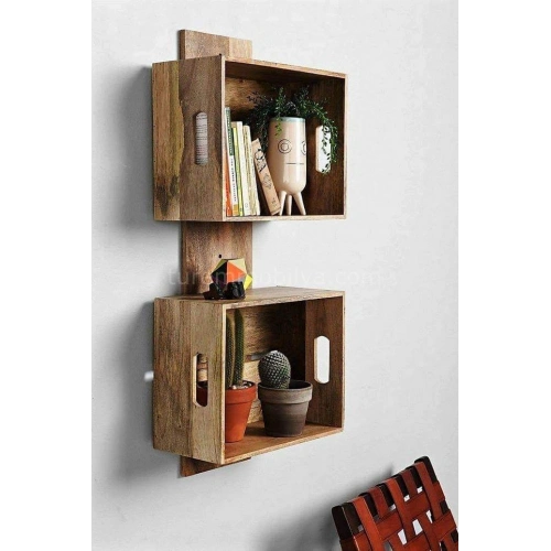 Doğal Ahşap Duvar Kasa Saksılık