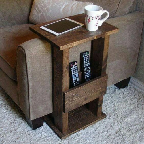 Doğal Ahşap Koltuk Yanı Konsol