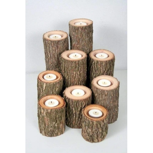 Doğal  Ahşap Mum Takımı