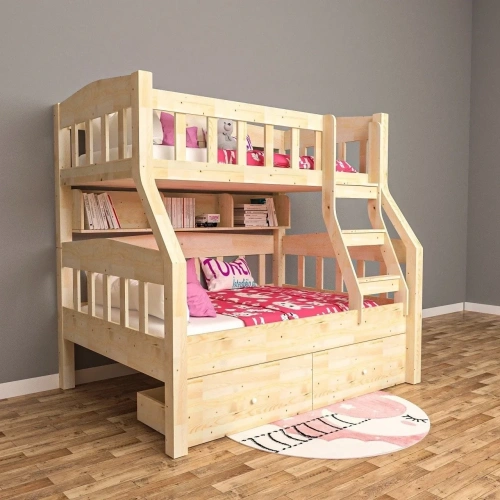 Doğal Ahşap Yıldız Ranza Mdf