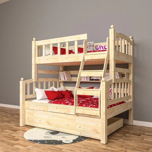 Doğal Ahşap Yogi Yavrulu Ranza