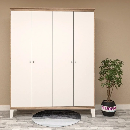 Ekru 4 Kapılı Gardırop Mdf
