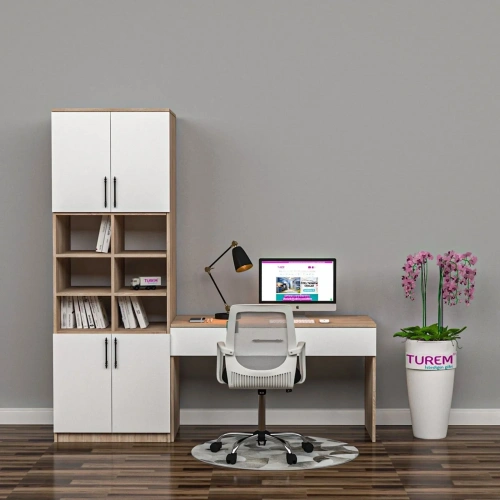 Gloss Dolaplı Çalışma Masası Mdf