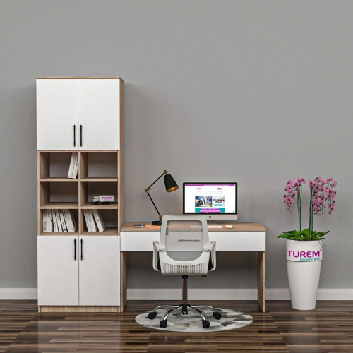 Gloss Dolaplı Çalışma Masası Mdf