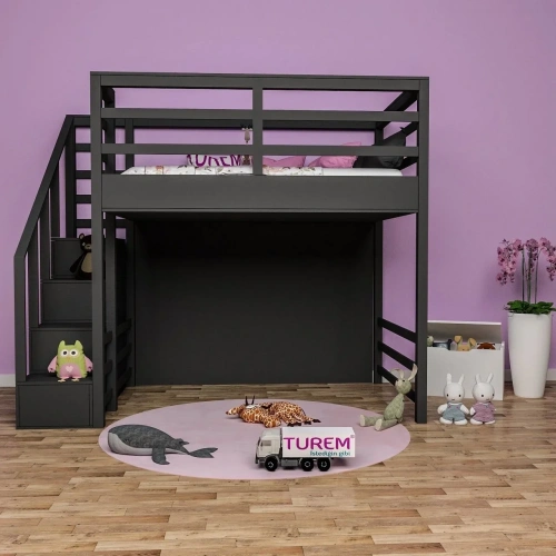 Grey Doğal Ahşap Ranza Mdf