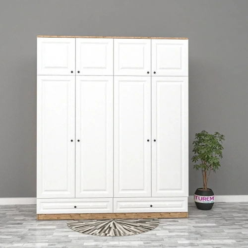 Home Membran 8 Kapaklı 2 Çekmeceli Yüklük Dolap Mdf