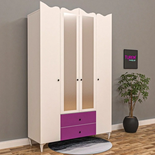 Kızıl 4 Kapılı Gardrop Mdf