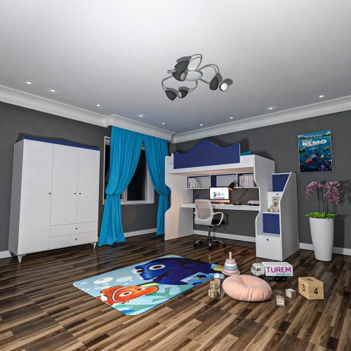 Klasik Masalı Ranza ve 3 Kapılı Gardrop Mdf