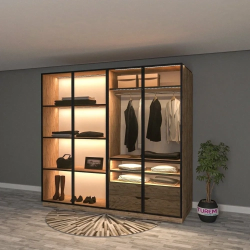 Lagina Reflekte Camlı Gardırop Mdf