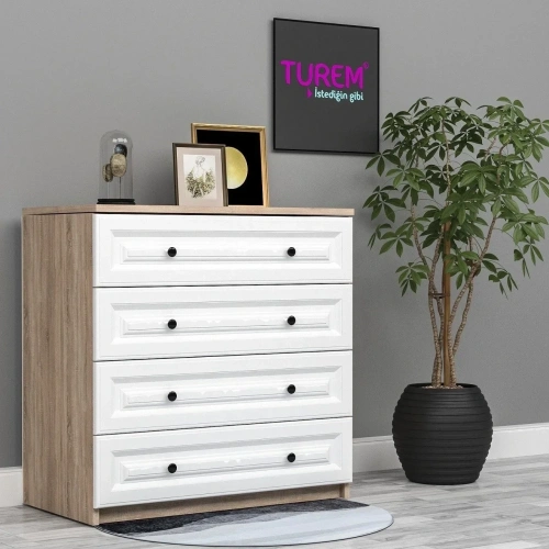 Lilya 4 Çekmeceli Şifonyer Membran Kapak Mdf