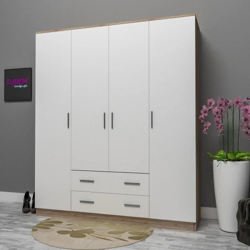 Melisa 4 Kapılı 2 Çekmeceli Gardrop Mdf