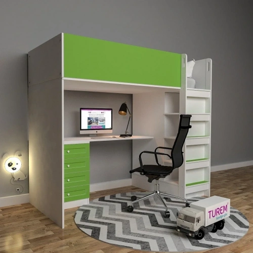 Mell Çalışma Masalı Ranza Çıtalı Kapak Mdf