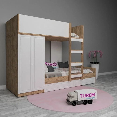 Meşe Dolaplı Ranza Membran Kapak Mdf